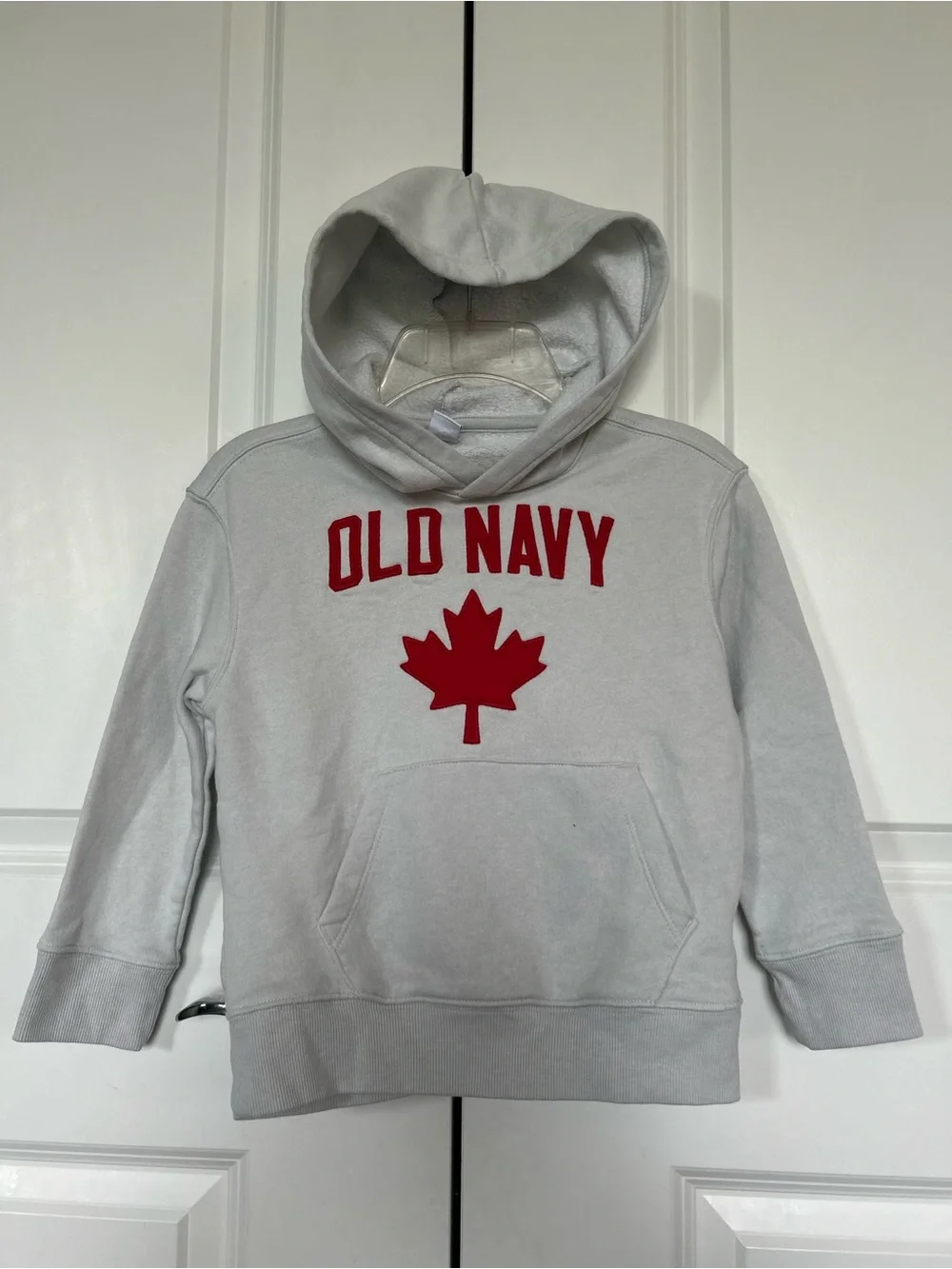 Old Navy Light Grey Hoodie with Red Maple Leaf